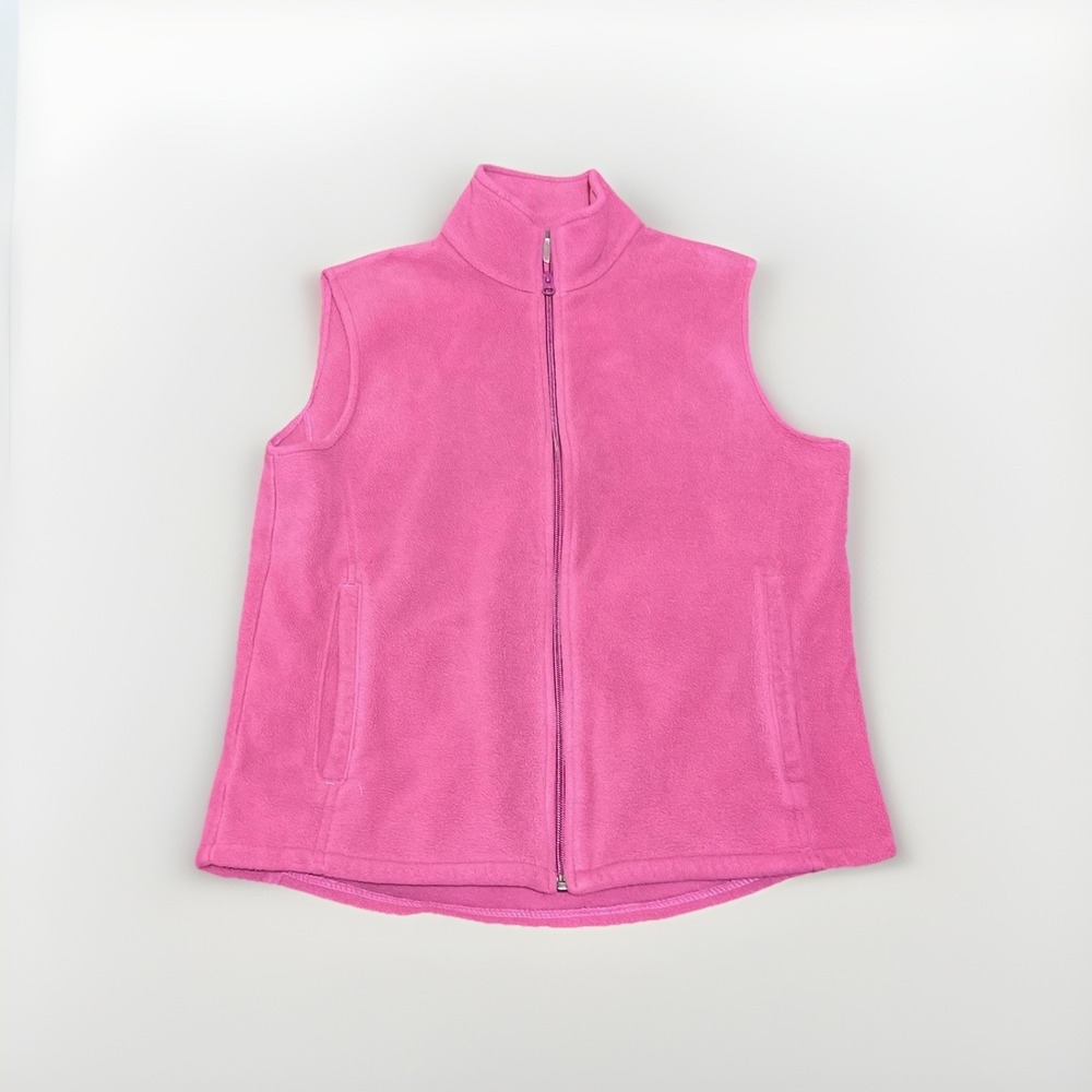 Woolrich Medium Rose Fleece Outdoor Hiking Sweater Vest Blue Sleeveless Full Zip